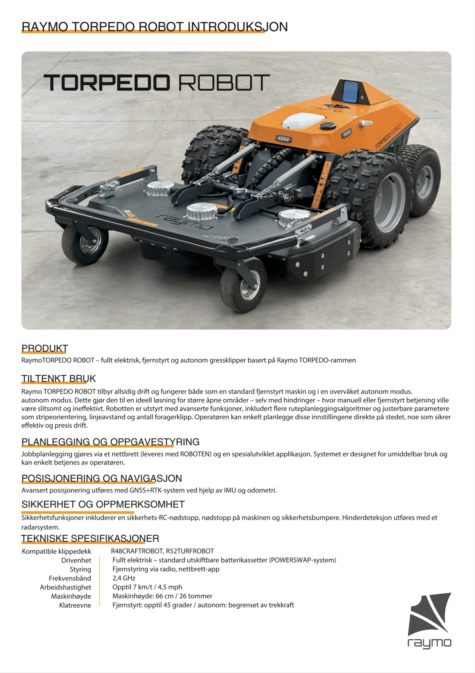 RAYMO Torpedo Robot
